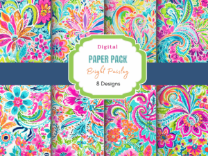 Bright Preppy Paisley Digital Paper