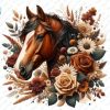 Brown Boho Floral Horse Png Clipart
