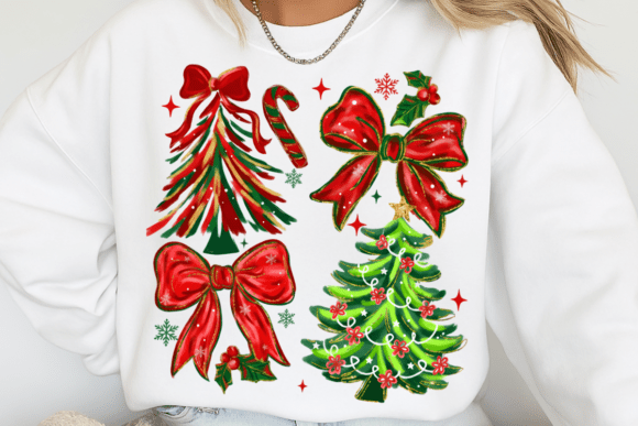 Brushstroke Coquette Christmas Bow PNG - Image 2