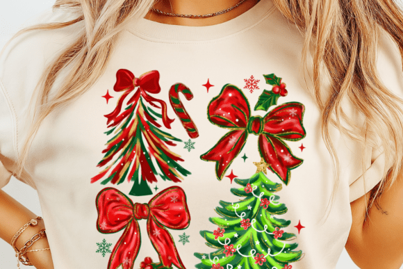 Brushstroke Coquette Christmas Bow PNG - Image 3