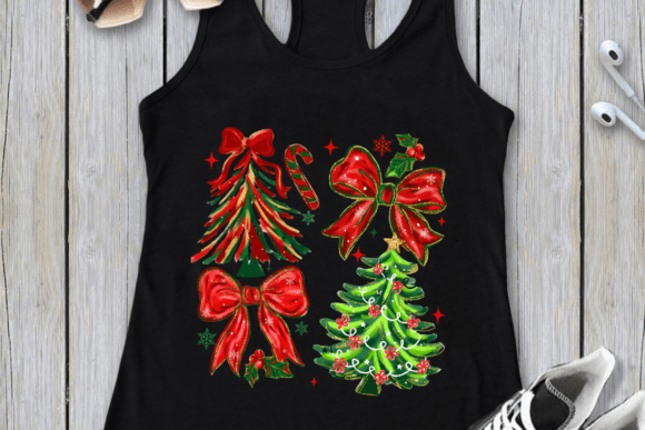 Brushstroke Coquette Christmas Bow PNG - Image 7