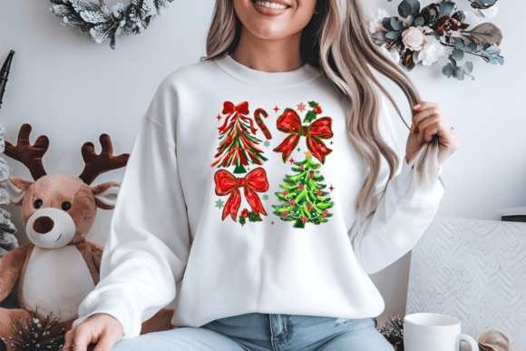 Brushstroke Coquette Christmas Bow PNG - Image 9