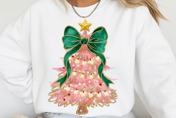 Brushstroke Coquette Christmas Tree PNG - Image 2