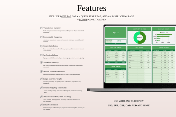 Alternative view of Budget Planner Template in Excel