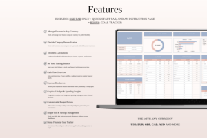 Alternative view of Budget Planner Excel & Google Sheets