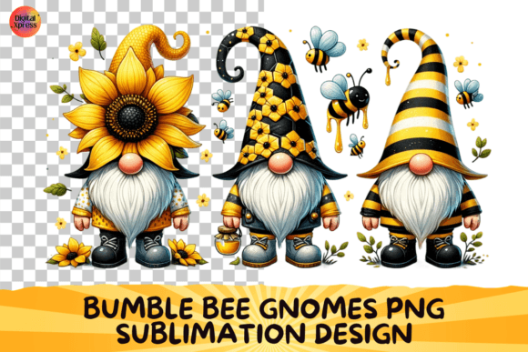 Bumble Bee Gnomes Png Sublimation Design