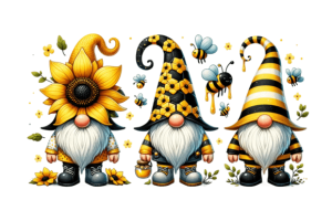 Alternative view of Bumble Bee Gnomes Png Sublimation Design