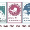 Bundle of Papercut Christmas Cards, Svg