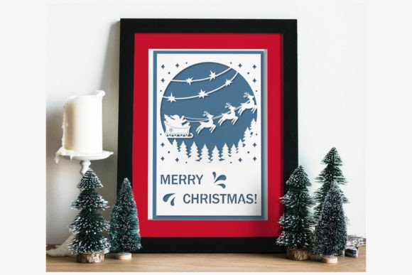 Bundle of Papercut Christmas Cards, Svg - Image 3