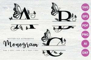 Butterfly Split Monogram Svg