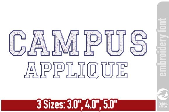 Campus Narrow Applique Embroidery Font