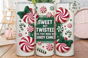 Candy Cane Christmas 20oz Tumbler Wrap