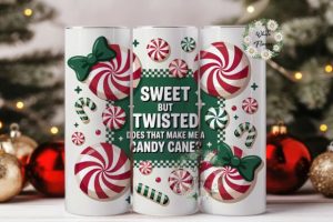 Alternative view of Candy Cane Christmas 20oz Tumbler Wrap