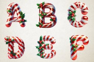 Alternative view of Candy Cane Christmas Alphabet Png