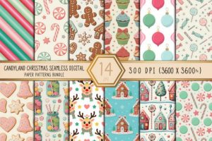 Candyland Christmas Seamless Patterns