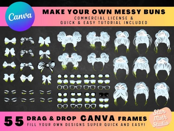 Canva Frames - Messy Bun Bundle