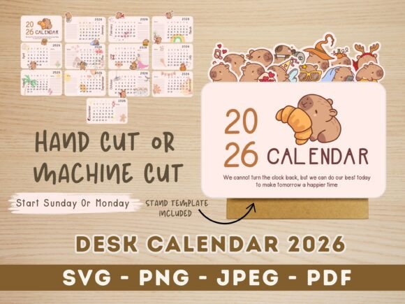 Capybara 2026 Desk Calendar Printable