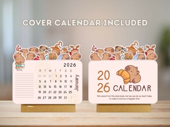 Capybara 2026 Desk Calendar Printable - Image 4