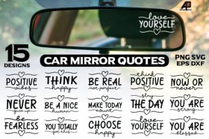 Car Mirror Saying Quotes Sticker Bundle