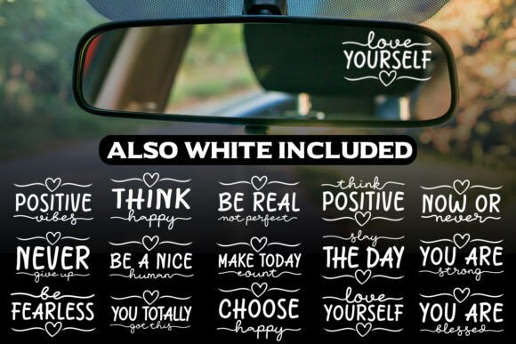 Alternative view of Car Mirror Saying Quotes Sticker Bundle