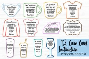Care Card Bundle Care Instructions SVG