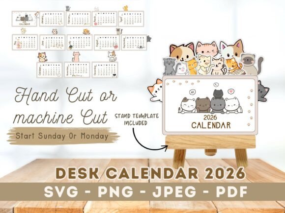 Cat Desk Calendar 2026