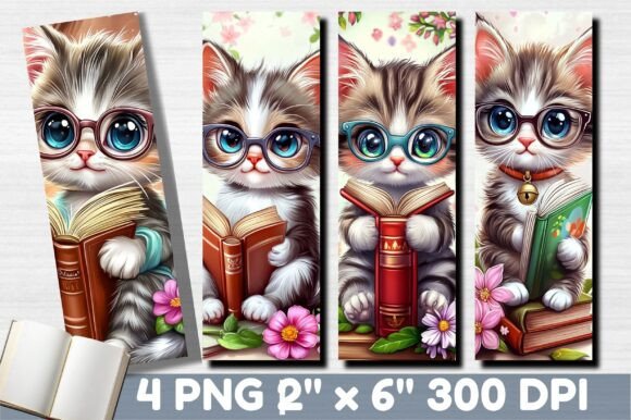 Cat Reading Printable Bookmark Design