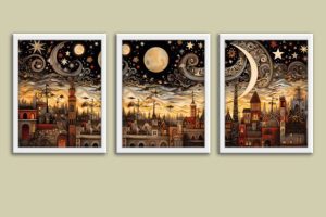 Celestial Sky Boho Digital Wall Art Set
