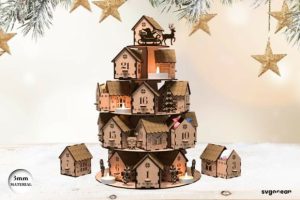 Christmas Advent Calendar Village SVG