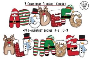 Alternative view of Christmas Alphabet Letters Sublimation