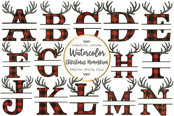 Christmas Alphabet Monogram Sublimation