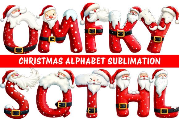 Christmas Alphabet Sublimation Clipart - Image 2