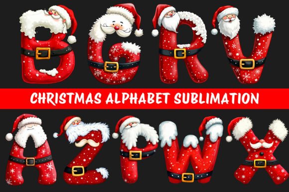 Christmas Alphabet Sublimation Clipart - Image 3