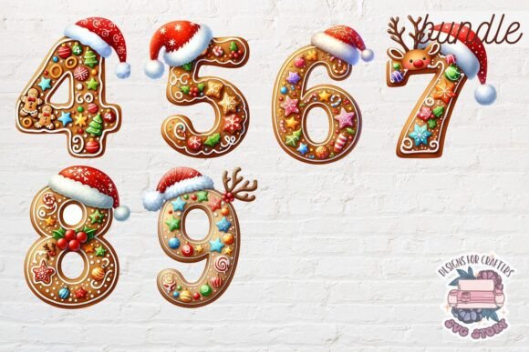 Christmas Alphabet Bundle PNG Numbers - Image 6