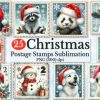 Christmas Animal Postage Stamps Clipart