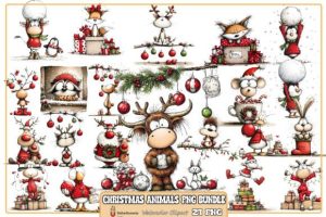 Christmas Animals PNG Bundle