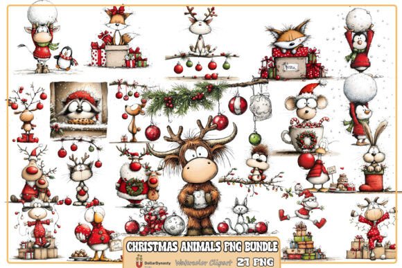 Christmas Animals PNG Bundle