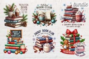 Alternative view of Christmas Book Lover Sign Bundle 50 PNG