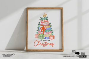 Alternative view of Christmas Bookish Hand-Drawn PNG Bundle