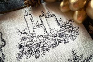 Alternative view of Christmas Candles Machine Embroidery