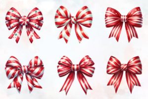 Alternative view of Christmas Candy Cane Bows Clipart