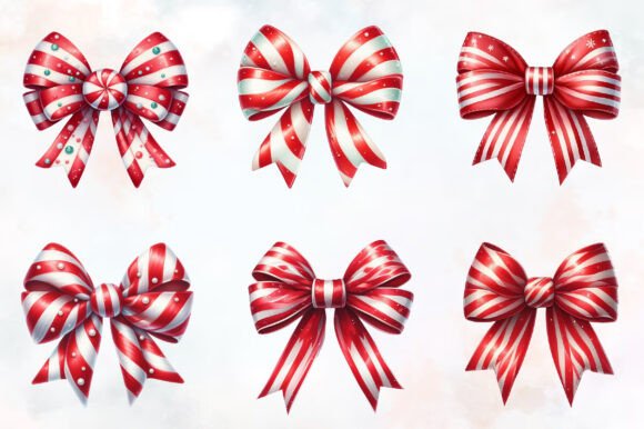 Christmas Candy Cane Bows Clipart - Image 2