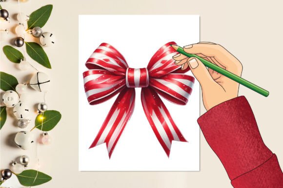 Christmas Candy Cane Bows Clipart - Image 5