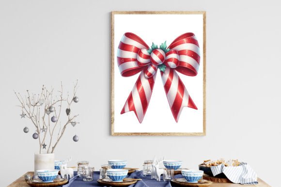 Christmas Candy Cane Bows Clipart - Image 6