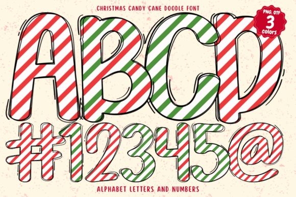 Christmas Candy Cane Doodle Font