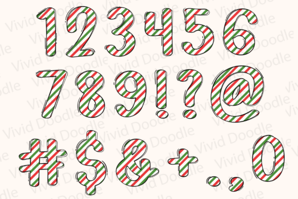 Christmas Candy Cane Doodle Font - Image 3