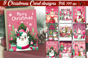 Christmas Card, Christmas Llama Bundle
