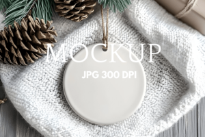 Christmas Ceramic Ornament Mockup