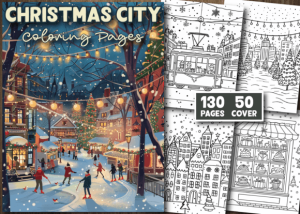 Christmas City Coloring Pages for Adults