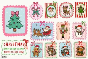 Christmas Coquette Frame Clipart Bundle